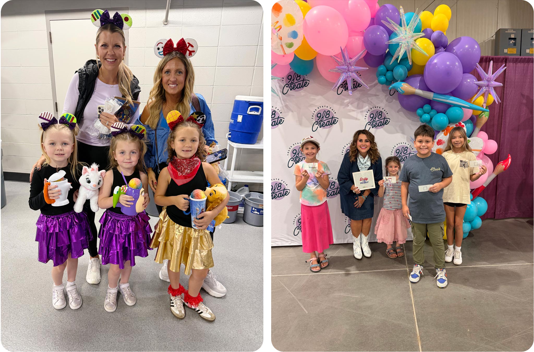 Famlies with children enjoying activities at the Tulsa State Fair